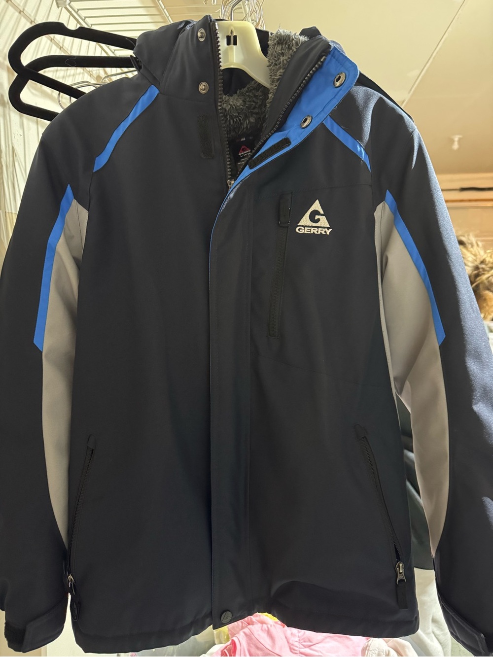 Gerry Weber Boys Black Winter Jacket with Blue and Gray Accents with Hat